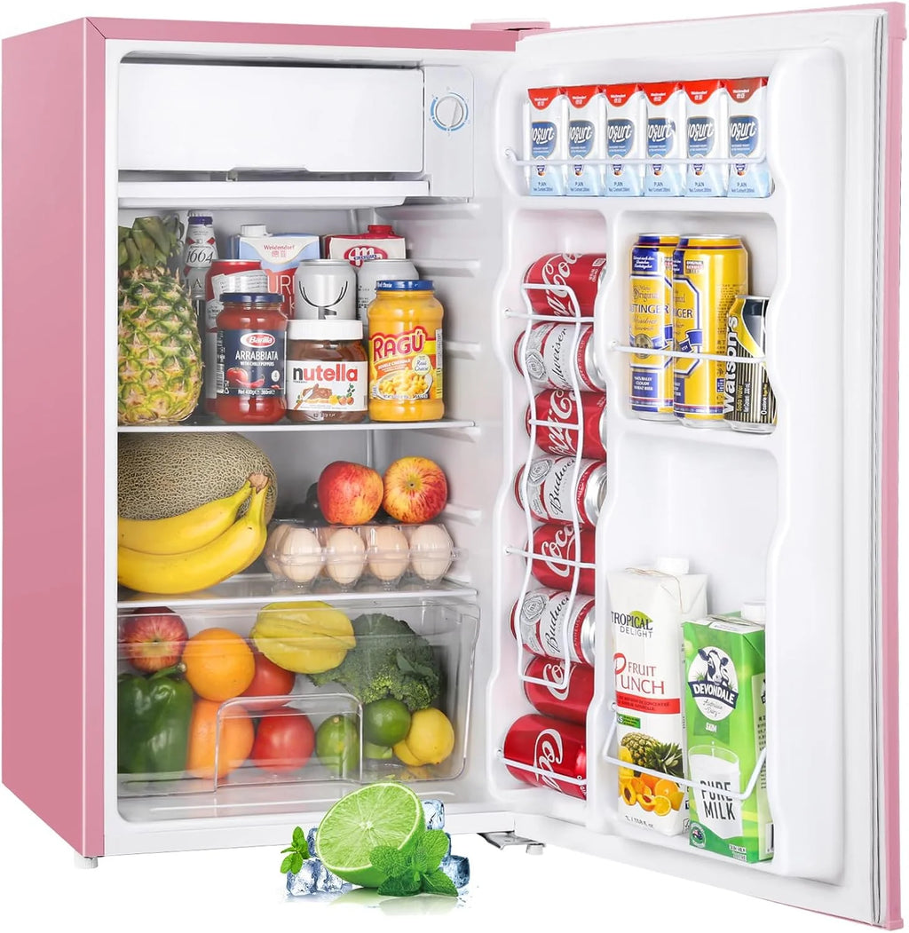 Upstreman 3.2 Cu.Ft Mini Fridge with Freezer, Single Door Mini Fridge, Dorm Fridge, Adjustable Thermostat, Mini Refrigerator