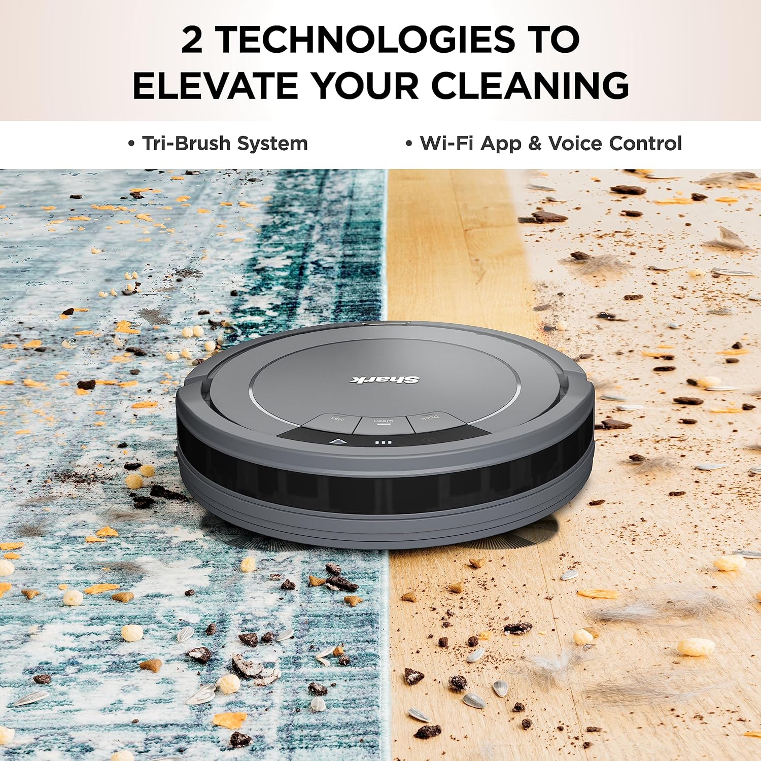 Voice Control Robot Vacuum with Matrix Clean Navigation, Home Mapping, 60-Day Capacity, XL Self-Empty Base for Homes with Pets, Carpet & Hard Floors, Cool Grey