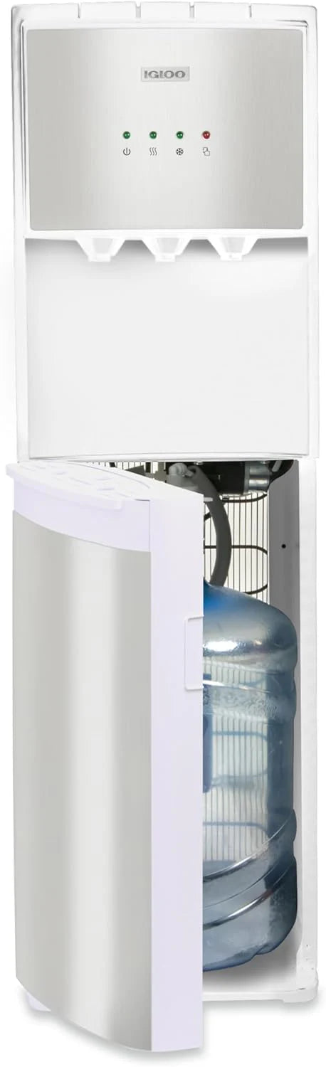 Igloo Top Loading Water Cooler Hot Cold Dispenser Black Stainless Steel