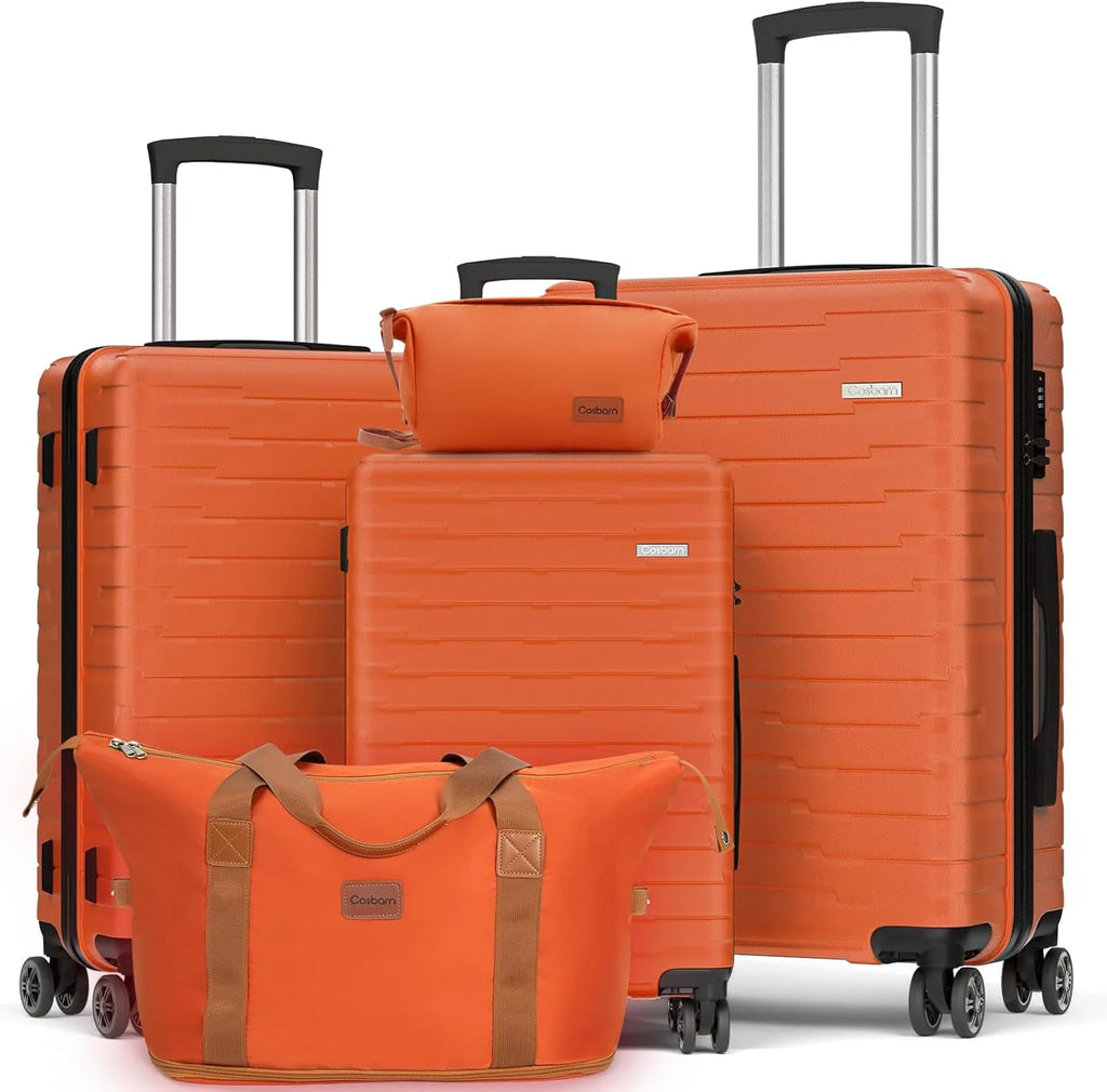 5-piece luggage set with wheels, ABS hardshell suitcase with spinner wheels