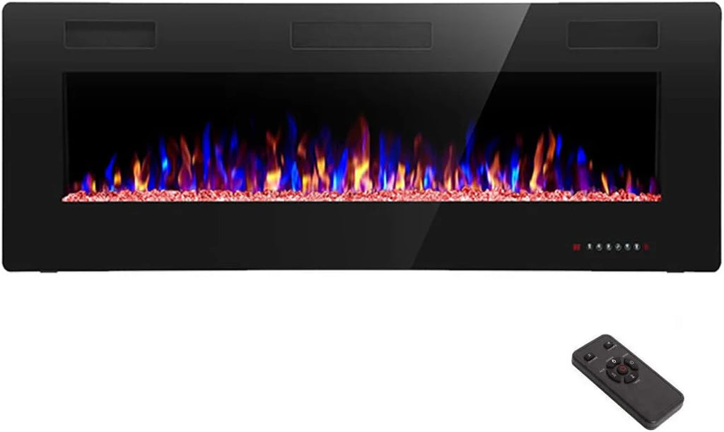 R.W.FLAME 60inch Recessed and Wall Mounted Electric Fireplace Low Noise Fit for 2 x 6 Stud