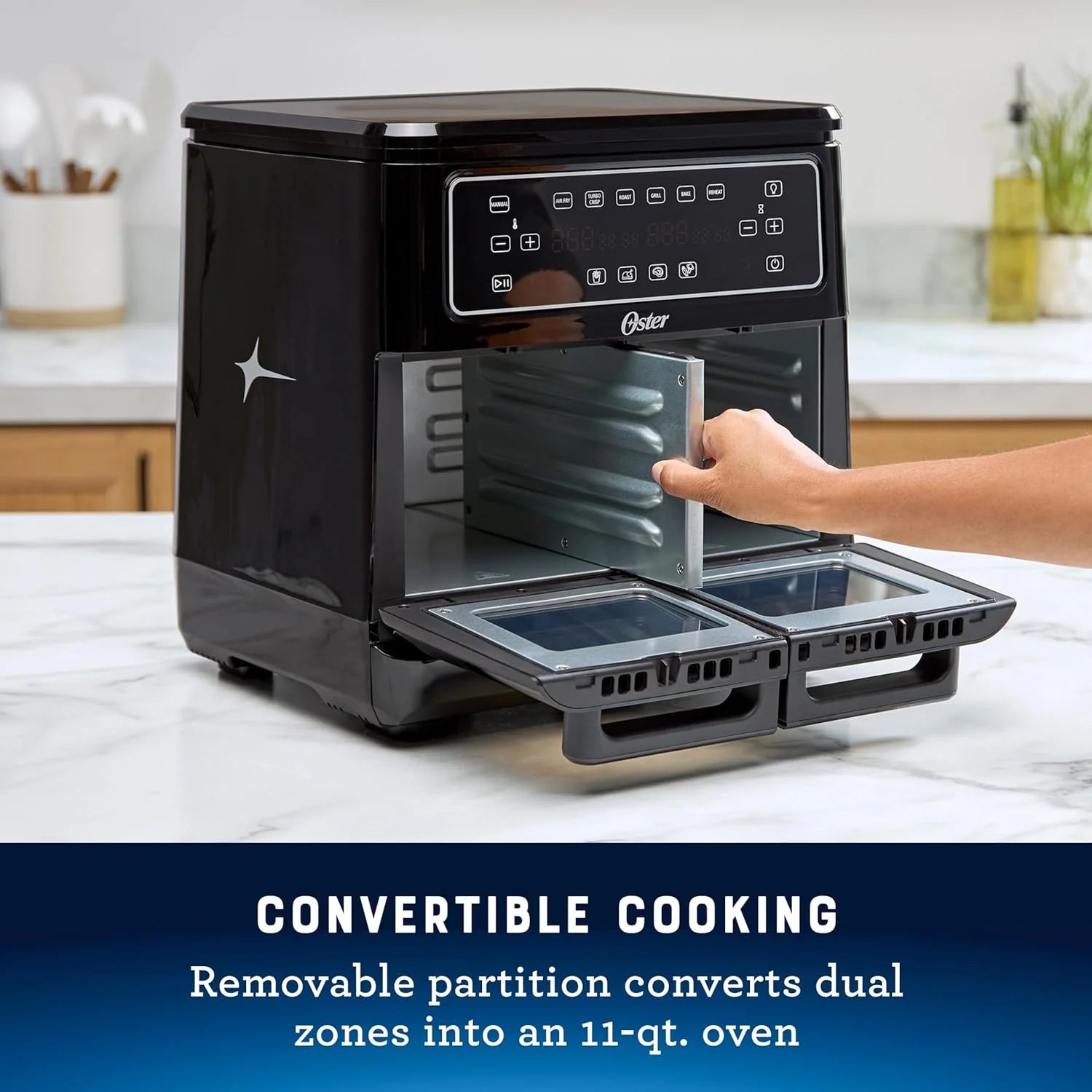 Oster 11-Quart Flex Air Fryer Oven Dual Air Fryer with 2 Cooking Zones Double with 6 Cooking Functions Large with 2 Frying Baskets