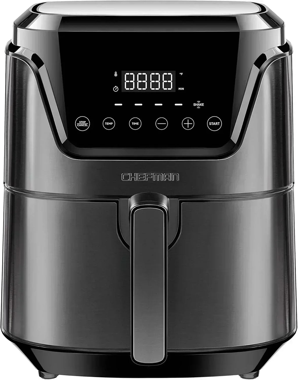 Chefman 6-Quart Double Basket Air Fryer Easy View Window uses two separate nonstick pans