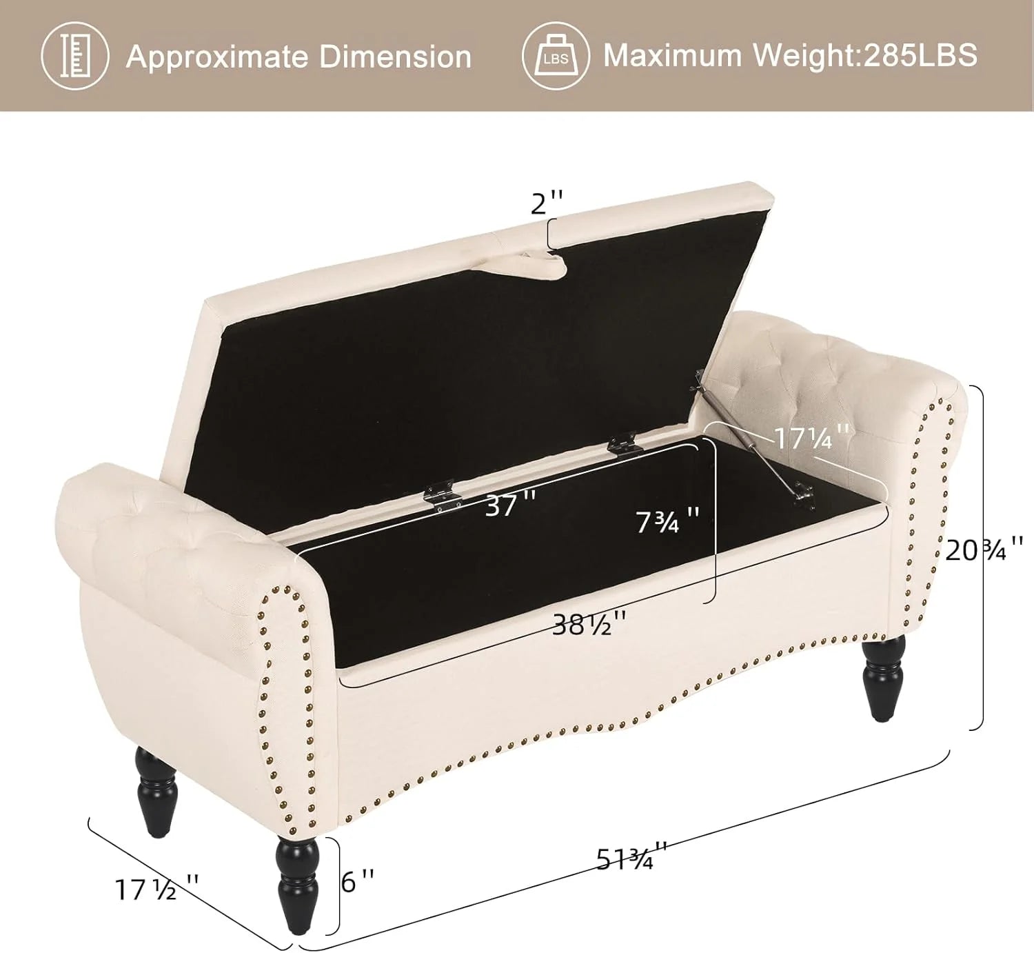 Furniliving Modern Storage Ottoman Bench, Sherpa Ottoman End of Bed Bench with Solid Wood Legs Upholstered Ottoman Benches with Storage Indoor Bench