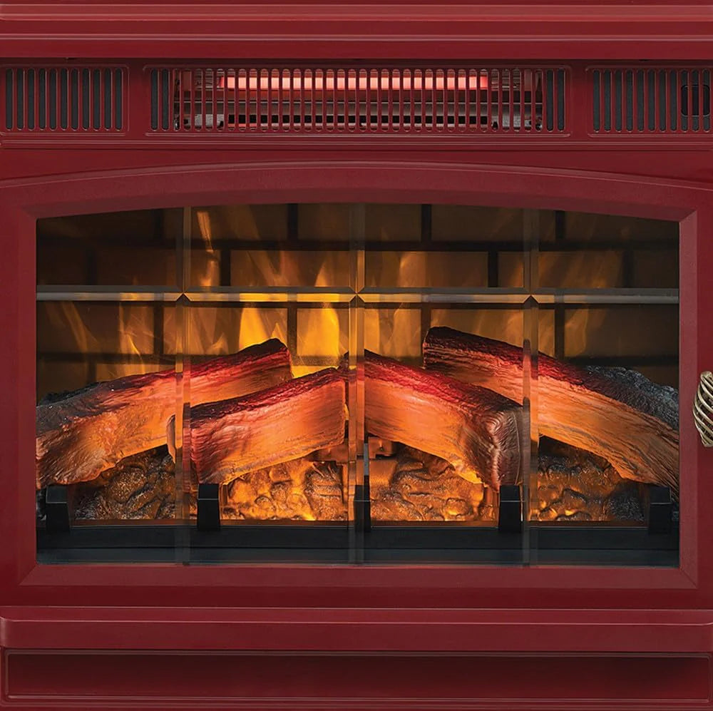 Freestanding Electric Fireplace Stove Heater with 3D Flame Effect for 1,000 Sq. Ft