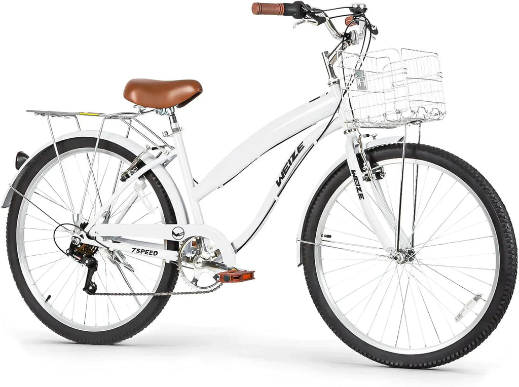WEIZE Beach Cruiser Bike 26 inch Commuter Bicycle for Adult Men and Women 7-Speed/High-Carbon