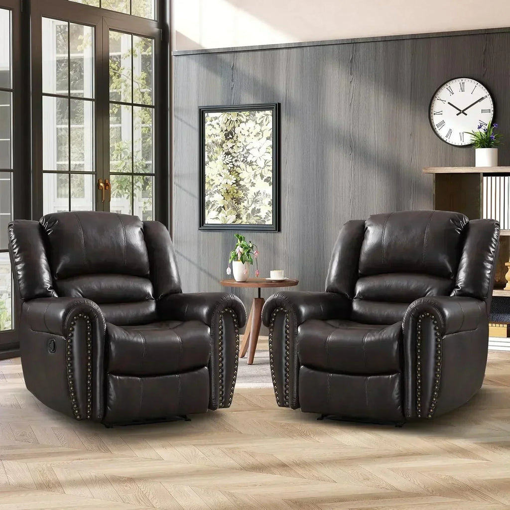 Leather recliner classic traditional manual recliner single sofa for living room