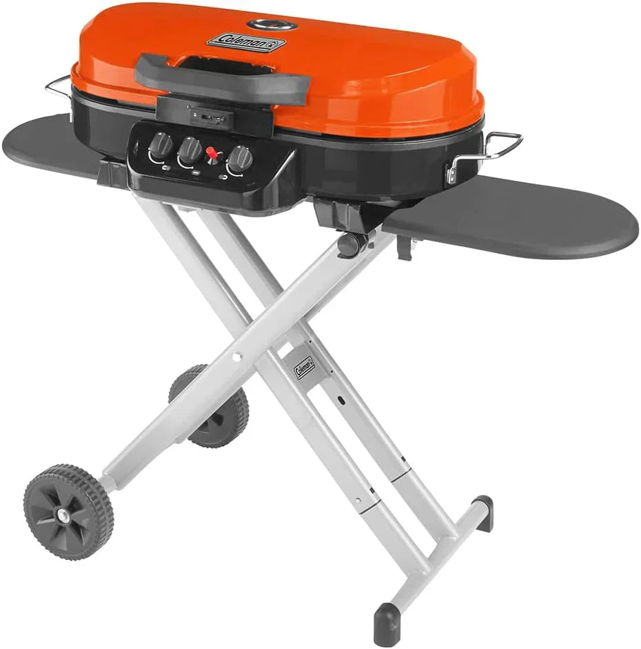 RoadTrip 285 Portable Stand-Up Propane Grill with 3 Adjustable Burners Instastart Ignition 20,000 BTUs