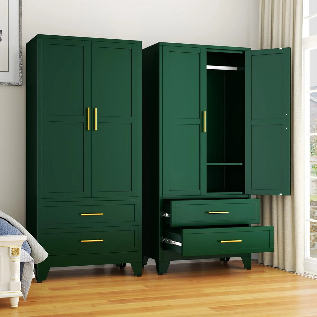 Steel Armoire Wardrobe Closet, 71 Metal Clothing Storage Cabinets
