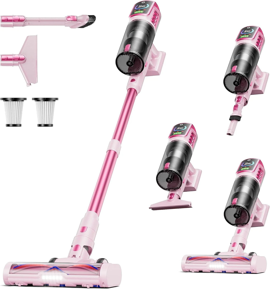 Cordless Vacuum Cleaner,55KPa 650W 65Mins Vacuum Cleaners for Home,Stick Vacuum with LED Display Anti tangle Brush and Self Standing Design,Vacuum Cleaner for Hardwood Floors,Carpet,Pet Hair,Car