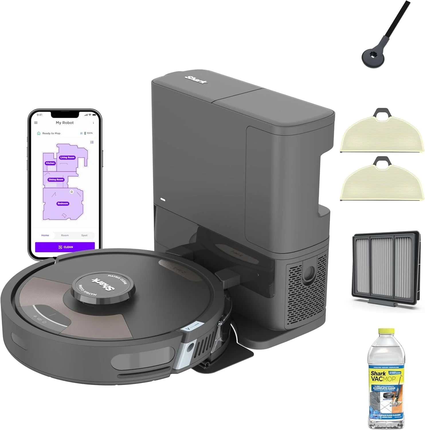 Robotic vacuum cleaner Voice Control Robot Vacuum with Matrix Clean Navigation, Home Mapping, 60-Day Capacity, XL Self-Empty Base for Homes with Pets, Carpet & Hard Floors