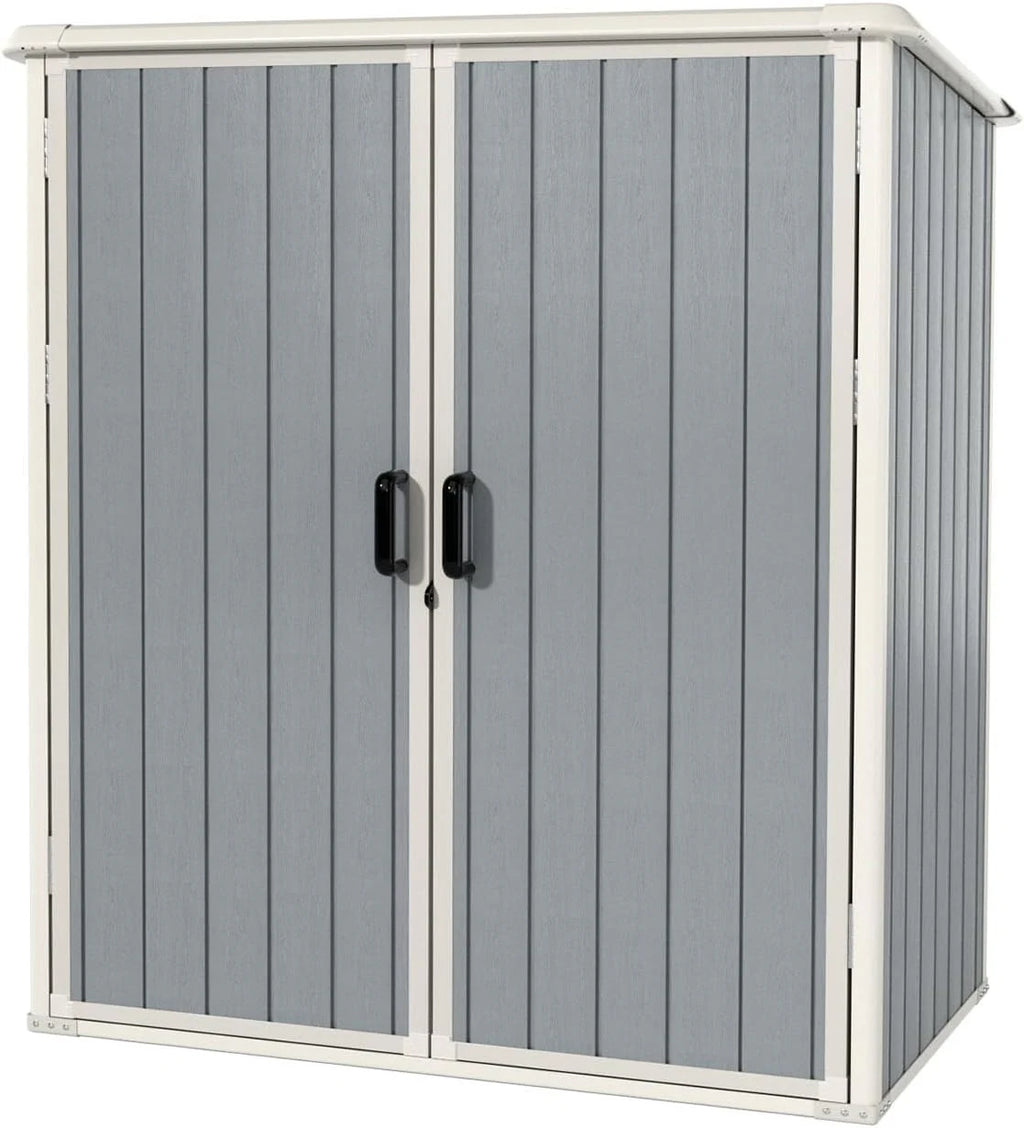 Aoxun Outdoor Storage Shed 5 x 3 ft. Resin Shed with Floor and Lockable Door