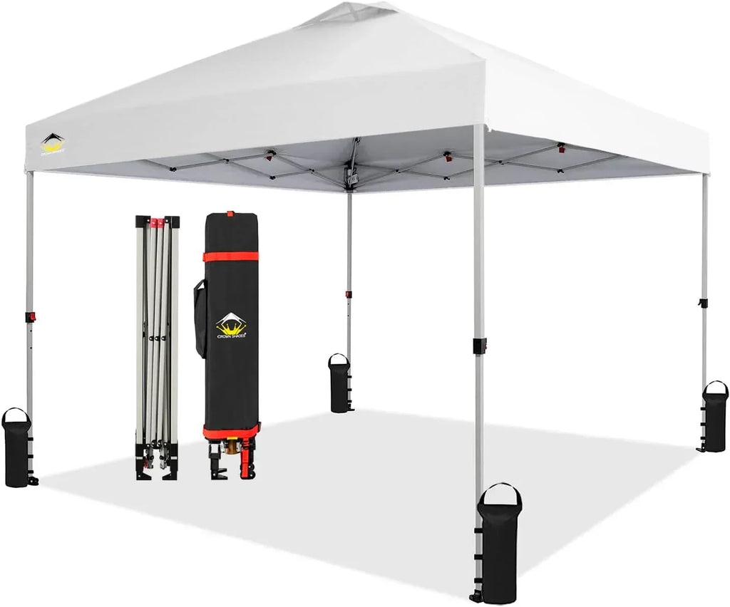 10x10 Pop-Up Awning One-Click Installation Beach Tent Outdoor Sunshade Silver Coated Top