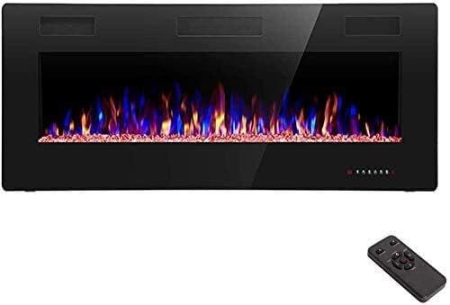 R.W.FLAME 60inch Recessed and Wall Mounted Electric Fireplace Low Noise Fit for 2 x 6 Stud