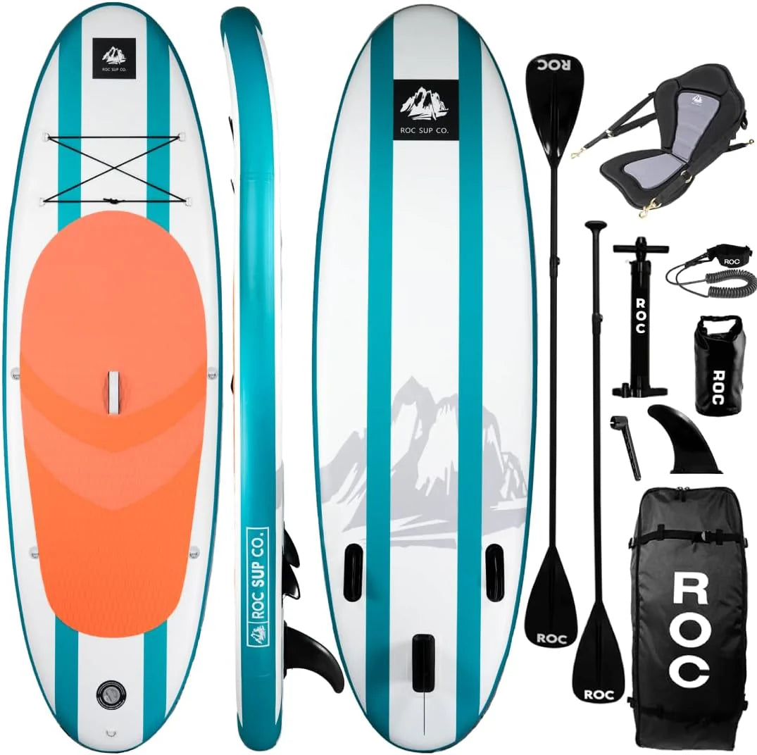 Roc Inflatable Stand Up Paddle Board with Premium SUP Paddle Board Accessories