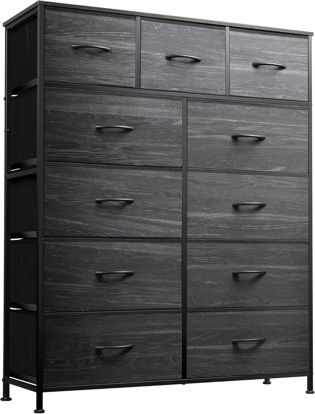 Storage Organizer Unit with 11 Fabric Bins, Storage Drawers Organizer with Steel Frame, Tall Storage Tower Organizaton