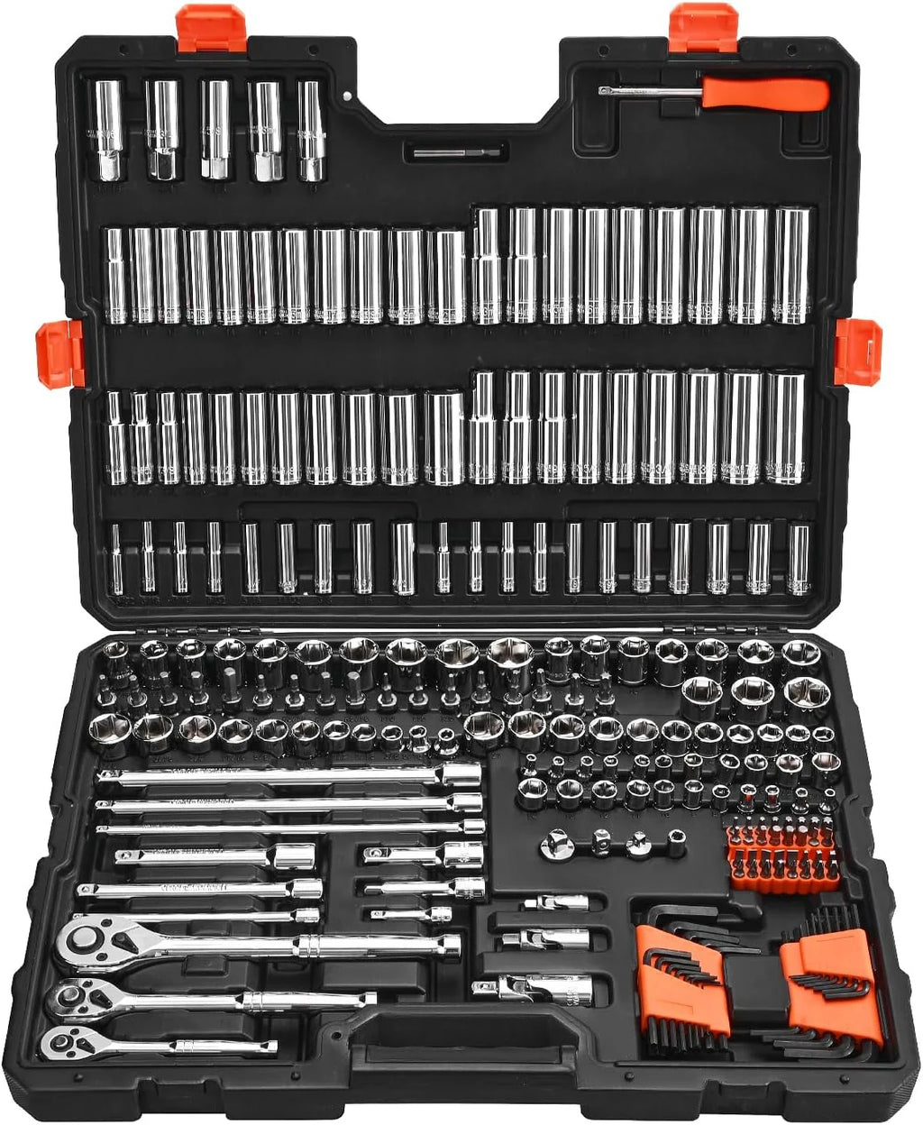VEVOR Mechanics Tool Set and Socket Set Drive Deep and Standard Sockets Metric Mechanic Tool Kit