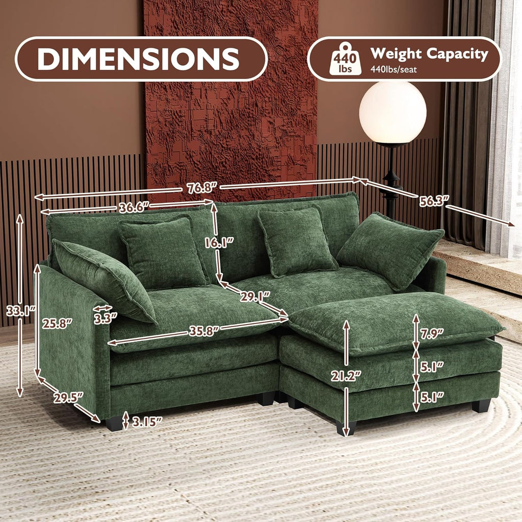 ihanherry 146-inch U-shaped modern sofa modular area cloud sofa