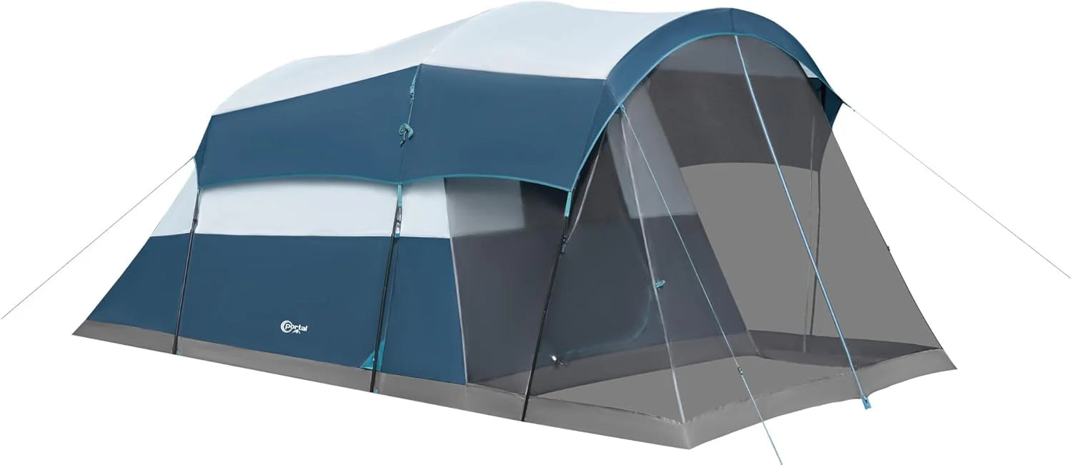 PORTAL 6/8/10 Person Family Camping Tent with Screen Room, Water Resistant Big Tunnel Tent with Rainfly, Large Family Tent for Outdoor Camping, Party