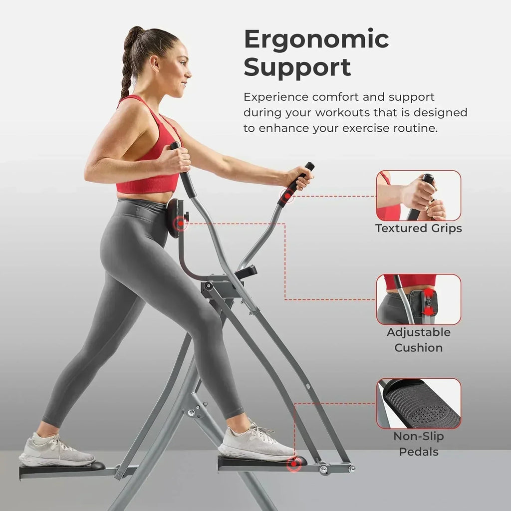 Sunny Health & Fitness Smart Air Walker Elliptical Low-Impact 30-Inch Stride Home Glider Machine