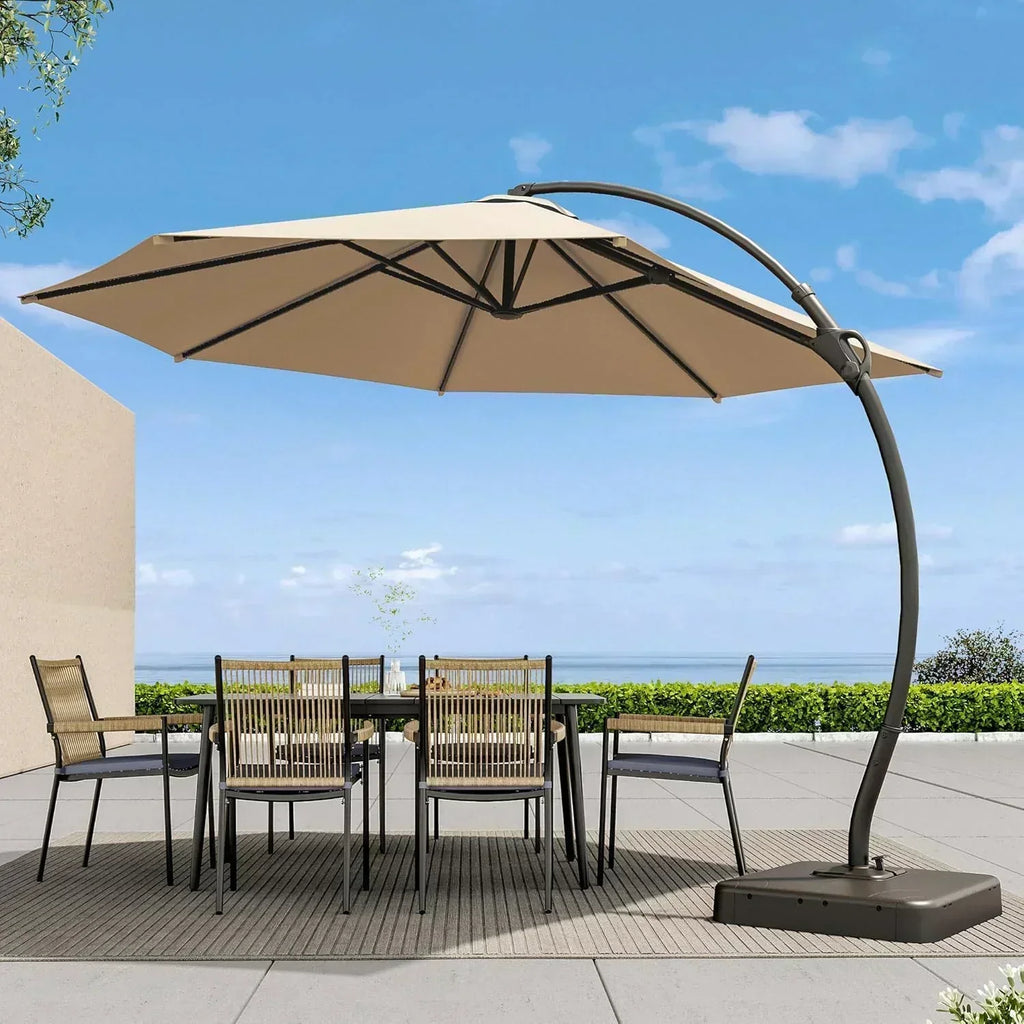 LAUSAINT HOME Outdoor Patio Umbrella with Base included 11 FT Deluxe Curvy Cantilever Umbrella