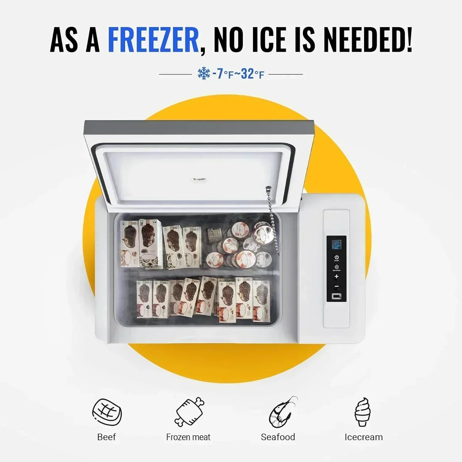 BougeRV 12 Volt Refrigerator 12V Car Fridge 23 Quart Portable Freezer Compressor Cooler
