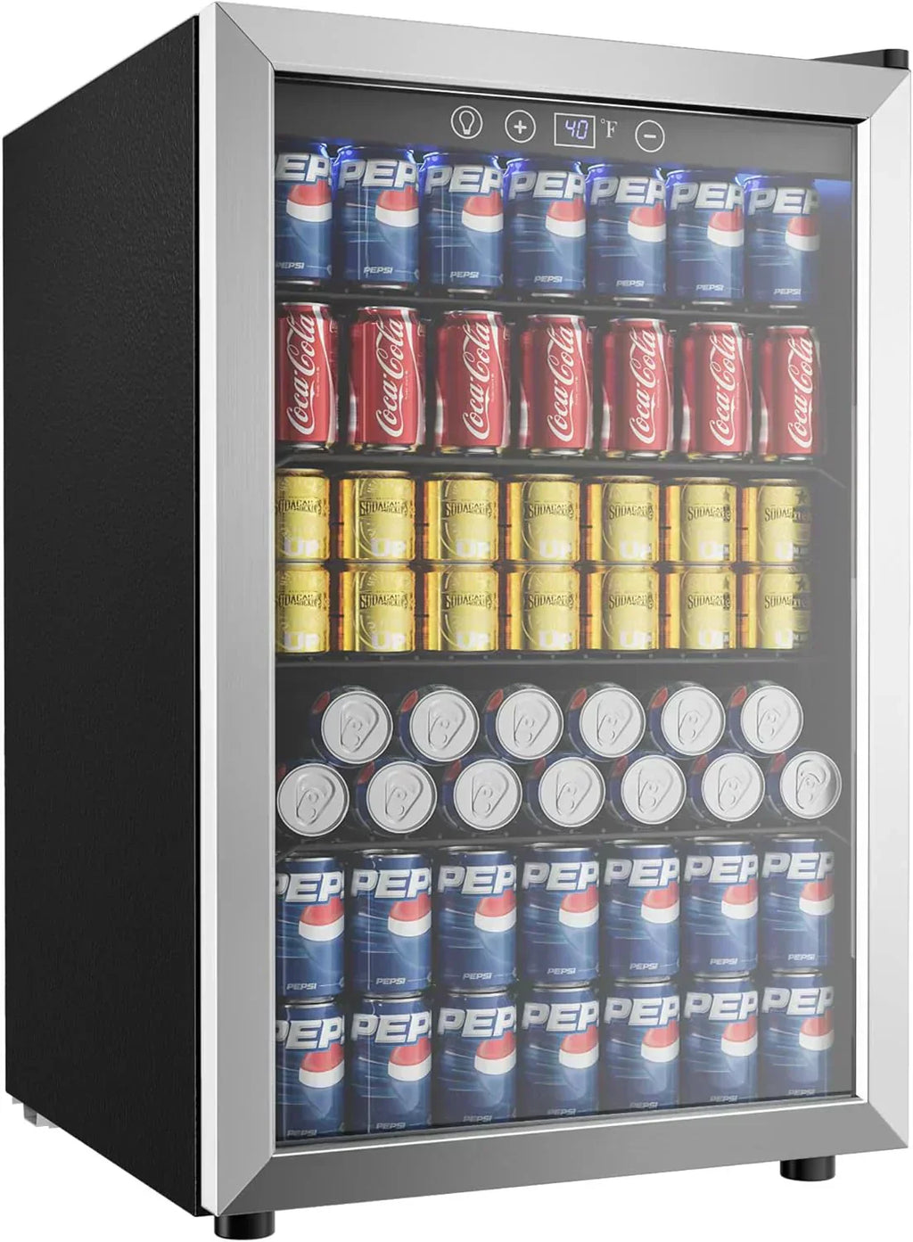 EUHOMY Beverage Refrigerator Cooler 130 Can Mini Fridge with Glass Door Beverage Cooler