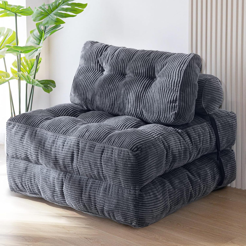 MAXYOYO Folding Sofa Bed Convertible Sleeper Chair with Pillow Foldable Mattress with Back Support