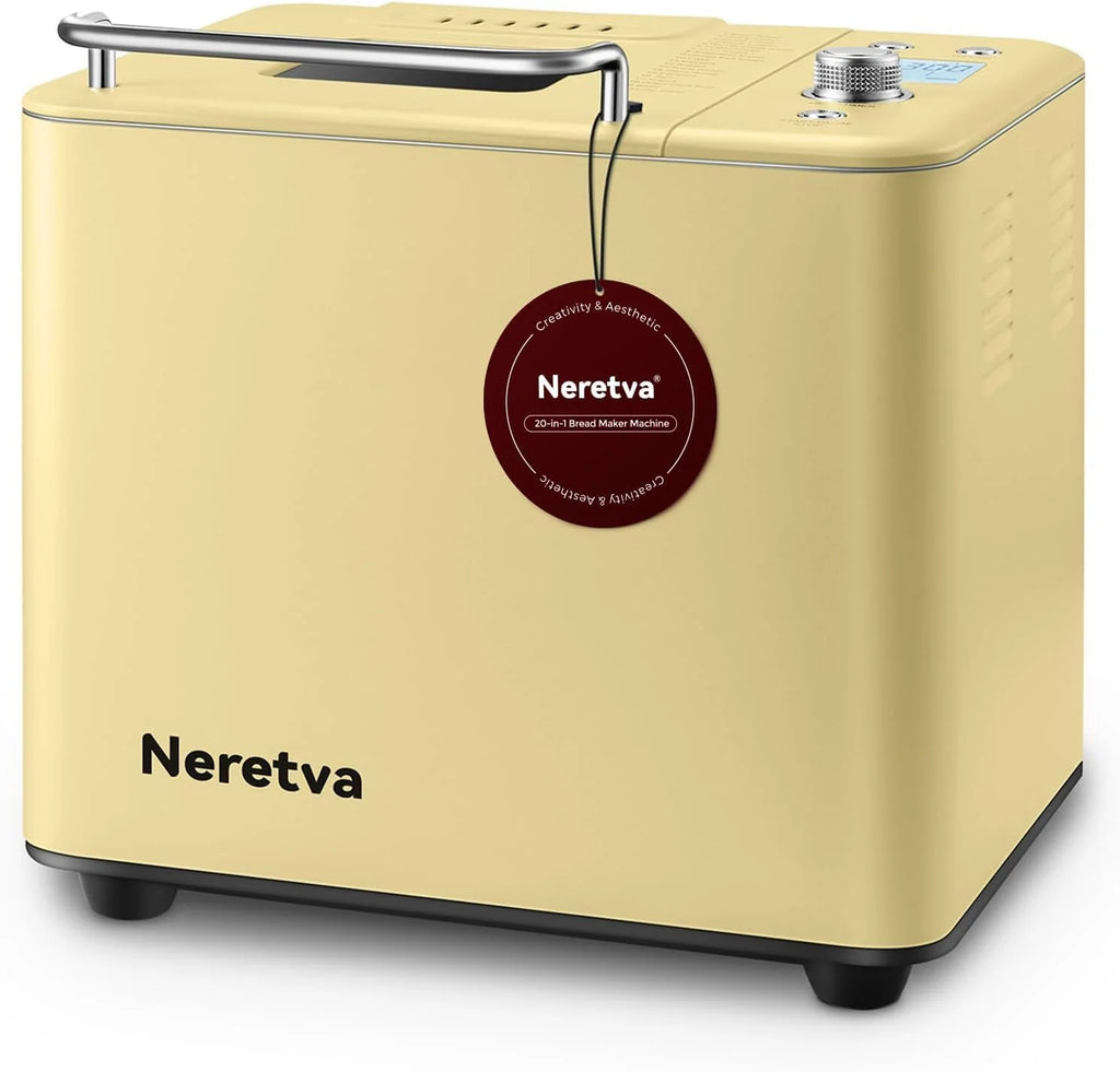 Neretva Bread Maker, 20-in-1 2LB Bread Maker Dual Heater Bread Maker Automatic with Non-Stick Ceramic Pan