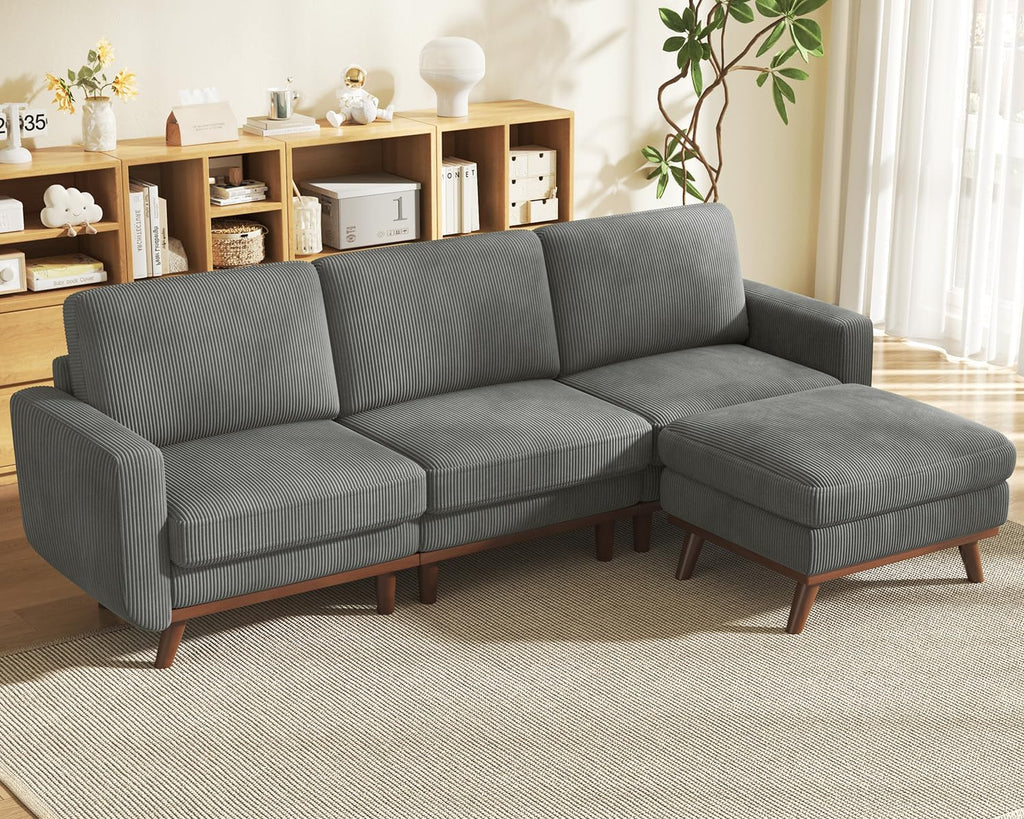 Vesgantti 68 Loveseat Sofa - Green, Comfy Corduroy with Spring Cushion, Solid Wood Frame, Modern Deep Seat, Bedroom & Living Room, Office Couch