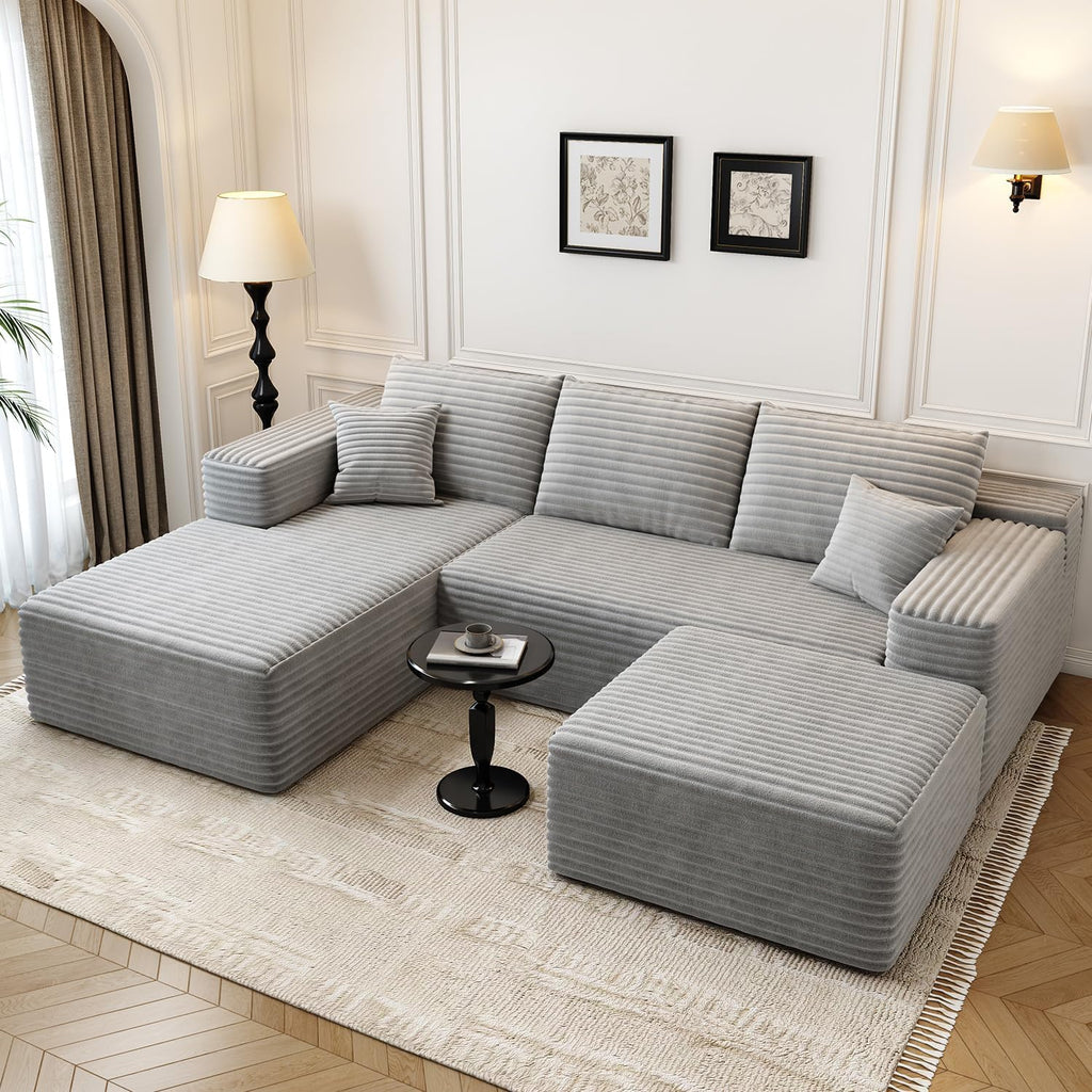 107.5 Cloud Modular Sectional Sofa Couch with L-Shape Chaise,Modern Minimalist Upholstered Couches