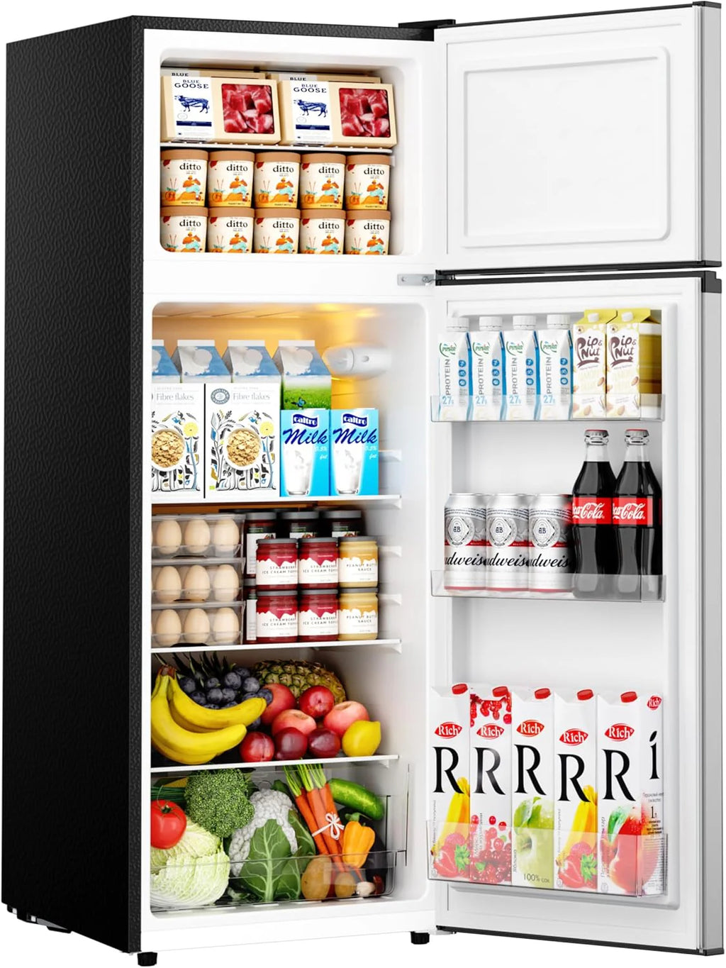 EUHOMY 3.2 Cu.Ft Mini Fridge with Freezer Single Door Compact Refrigerator Adjustable Thermostat