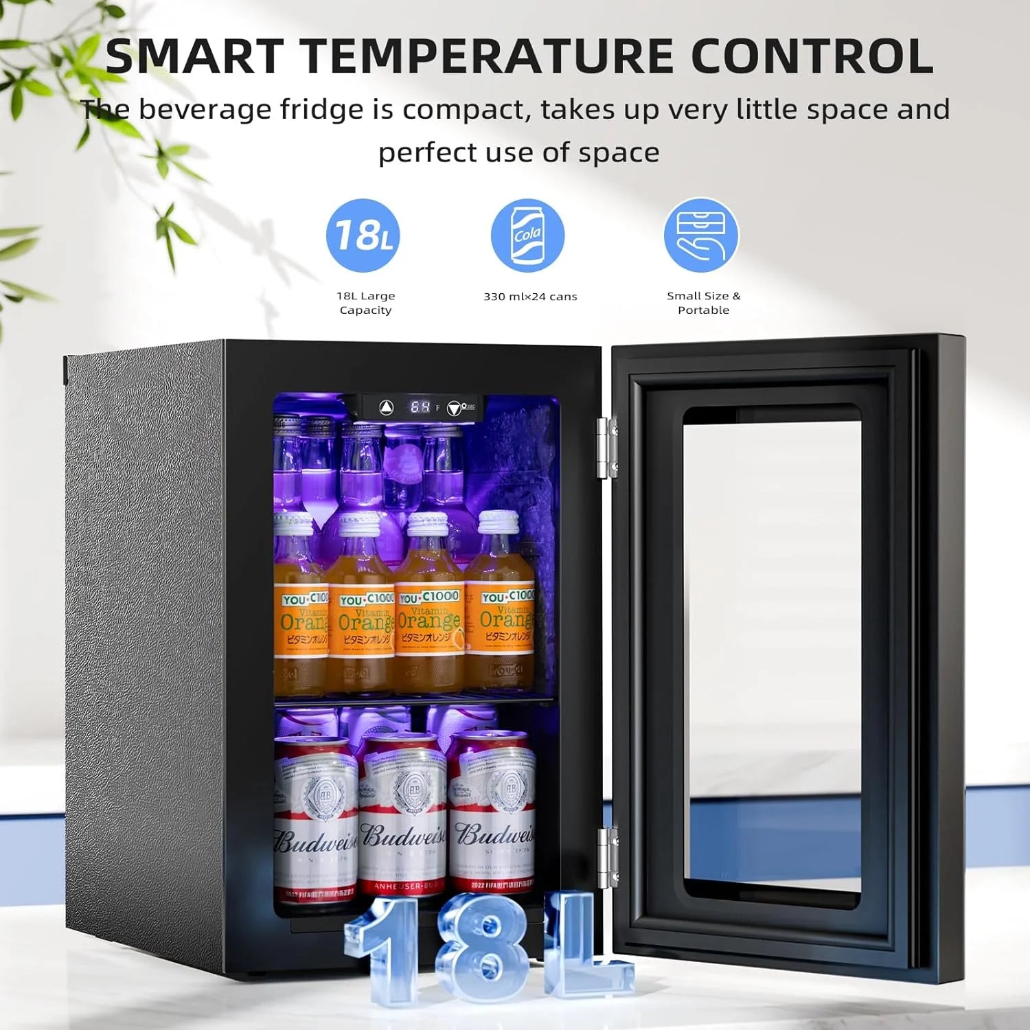 Antarctic Star Beverage Refrigerator Cooler 68 Can, Mini Fridge with Glass Door for Beer Drinks Wine,Freestanding Small Fridge with Electronic Temperature Control for Home and Bar,1.7 cu.ft
