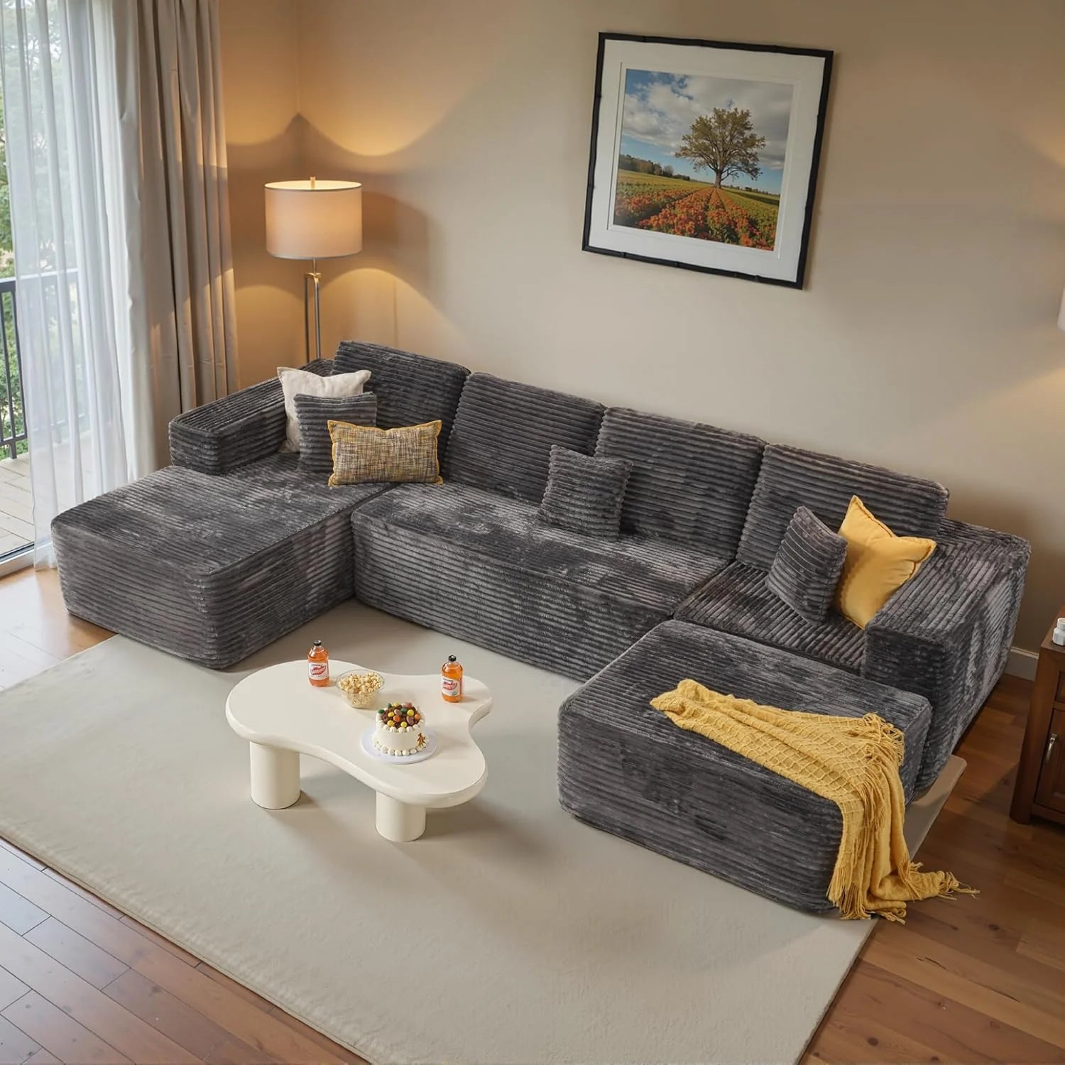 Ovios 104 Cloud Section Sofa L-shaped lounge chair, modern modular sofa