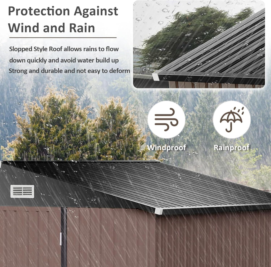 Aoxun 6.2x4 FT Shed Outdoor Storage Shed Metal Garden Shed Slooping Roof Tool Shed Bike Shed