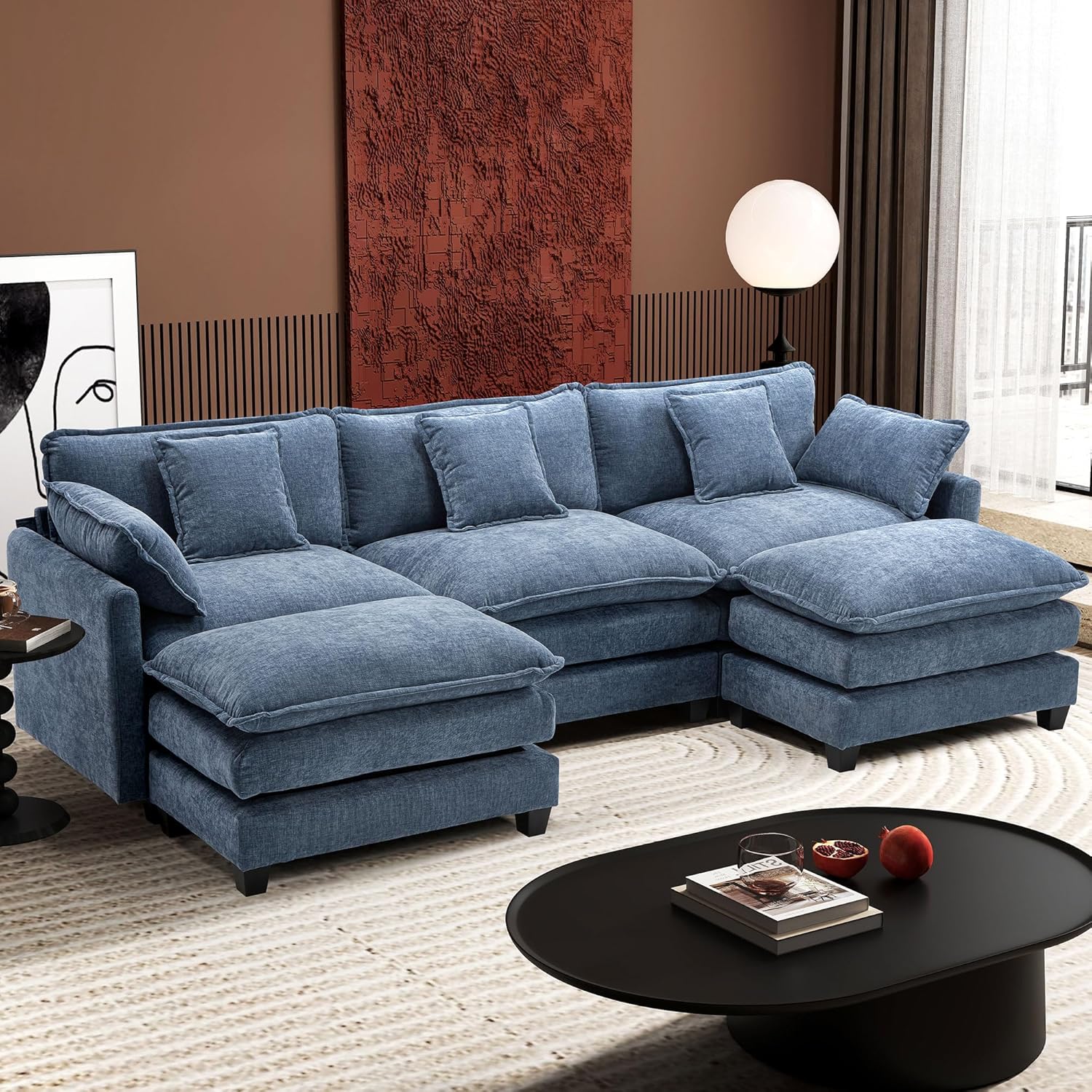 ihanherry 146-inch U-shaped modern sofa modular area cloud sofa